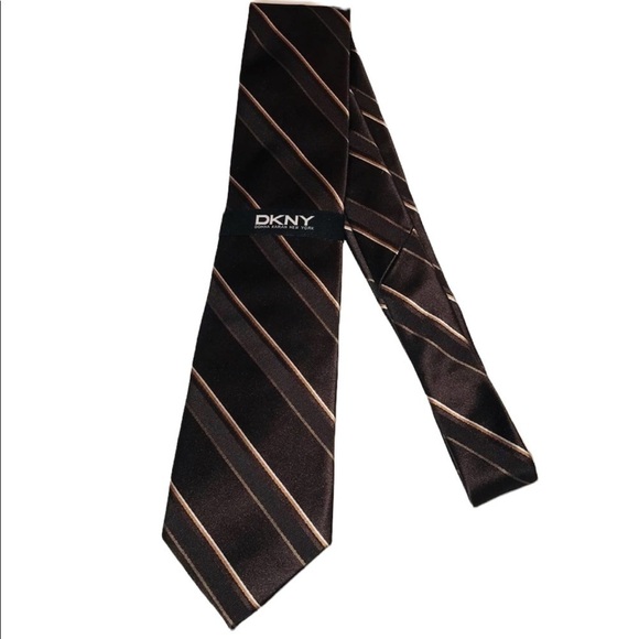 DKNY NWT Brown Silk Striped Tie *3 for $15* - Picture 4 of 4